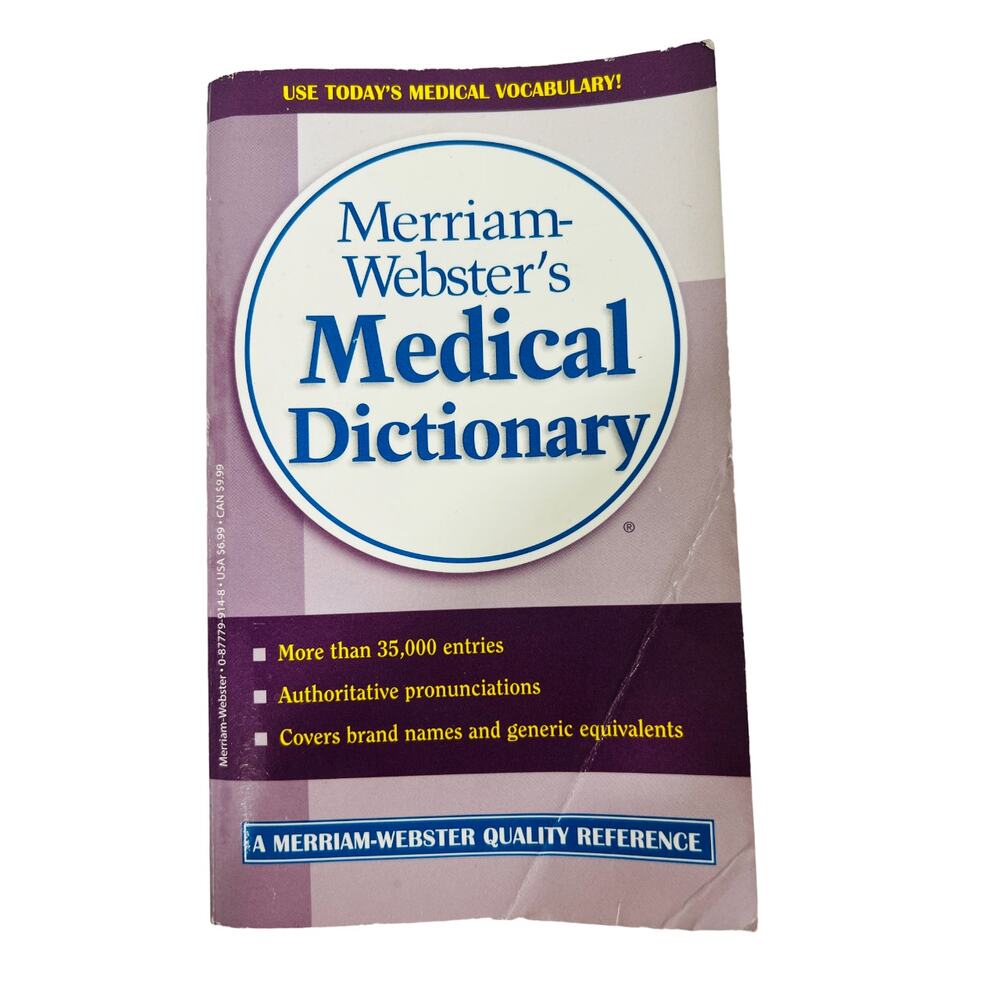 Merriam-Webster's Medical Dictionary Paperback Book Medical Vocabulary 1995